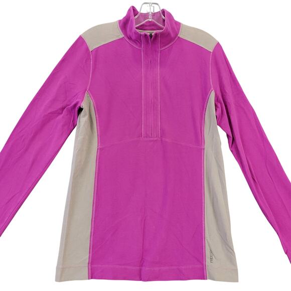 Eddie Bauer Purple Sporty Shirt Zip Henley Classic Long Sleeve Women Size L Tall - Picture 1 of 12